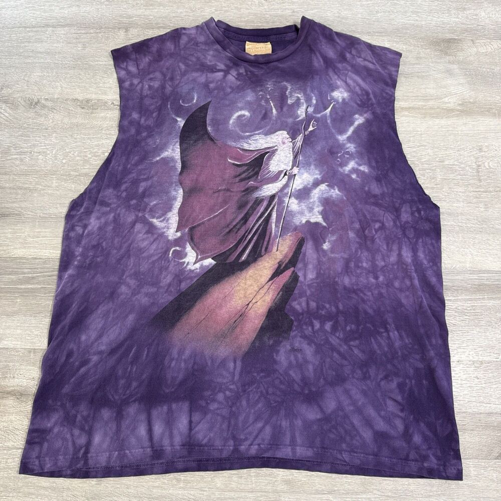 The Mountain Shirt Wizard Sorcerer Tie Dye Sleeveless Men’s 2XL Purple Y2K